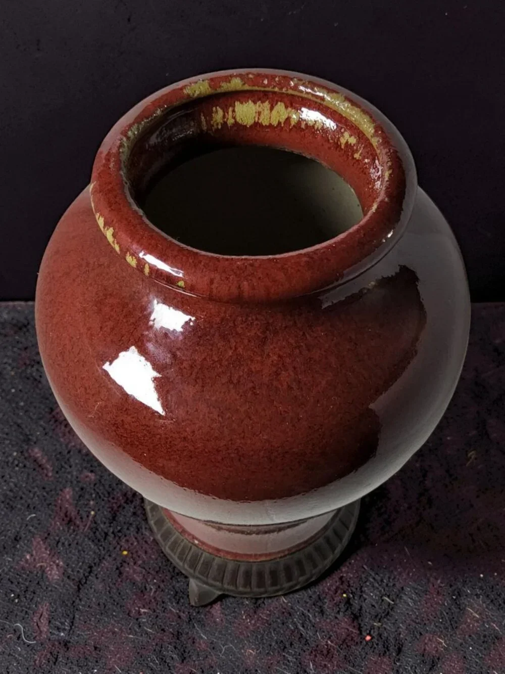 Vintage Repop Chinese porcelain vase with a oxblood red glaze.